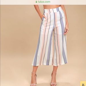 JEN WHITE MULTI STRIPED CULOTTE PANTS